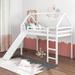 Contemporary Style Twin Size Loft Bed with Slide, House Bed with Slide