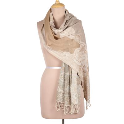 Paisley Charm,'Cotton & Wool Shawl with Paisley Pattern Woven in India'