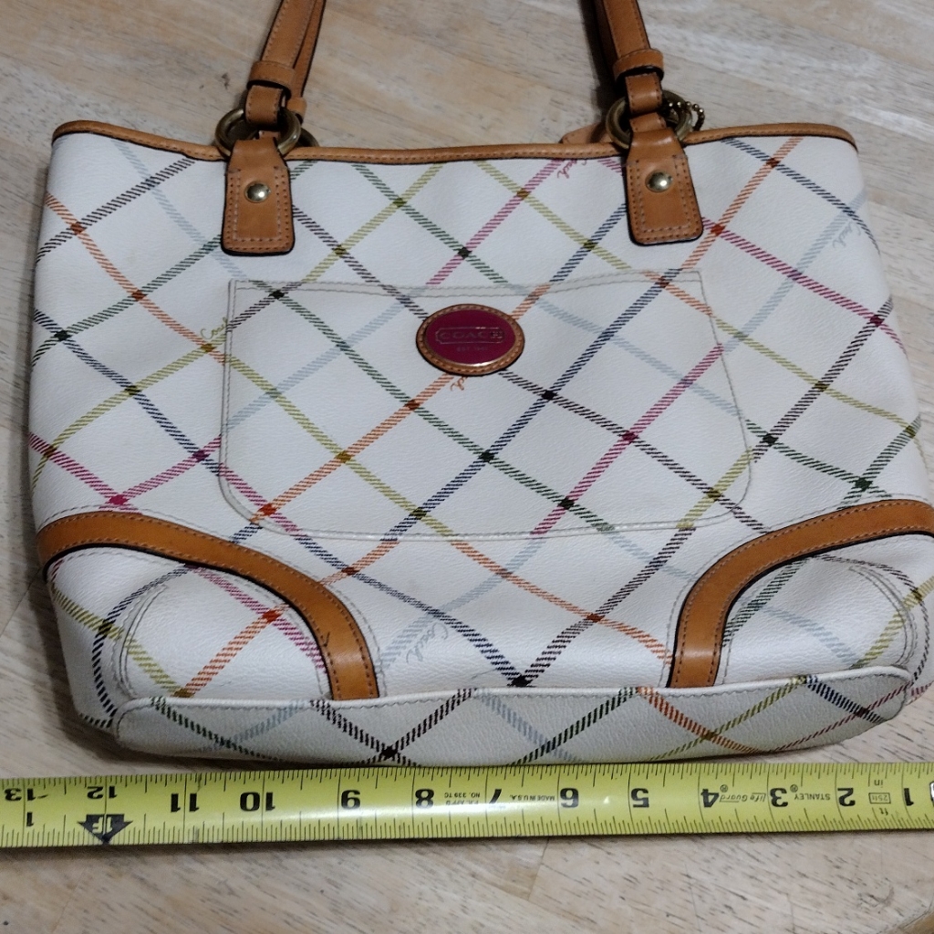 Coach Bags | Coach Factory Leather Medium Shoulder Bag | Color: Tan/White | Size: Os