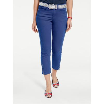 3/4-Hose HEINE, Damen, Gr. 44, Normalgrößen, blau (tinte), 98% Baumwolle, 2% Elasthan, Miedereinsatz:15% Elasthan, 85% Polyamid, unifarben, 7/8-Länge, Hosen Image