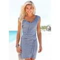Jerseykleid VENICE BEACH, Damen, Gr. 34, N-Gr, weiß (blau, weiß, gestreift), Jersey, Obermaterial: 85% Polyester, 15% Viskose, casual, figurumspielend kniefrei, gekräuselter Ausschnitt, Kurzarm, Kleider, und Streifenprint, sportliches Sommerkleid,...