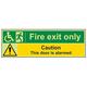 VSafety 14036BP-S'Wheel Chair Fire Exit Only/Door Alarmed' Schild, 600 mm x 200 mm (3 Stück)