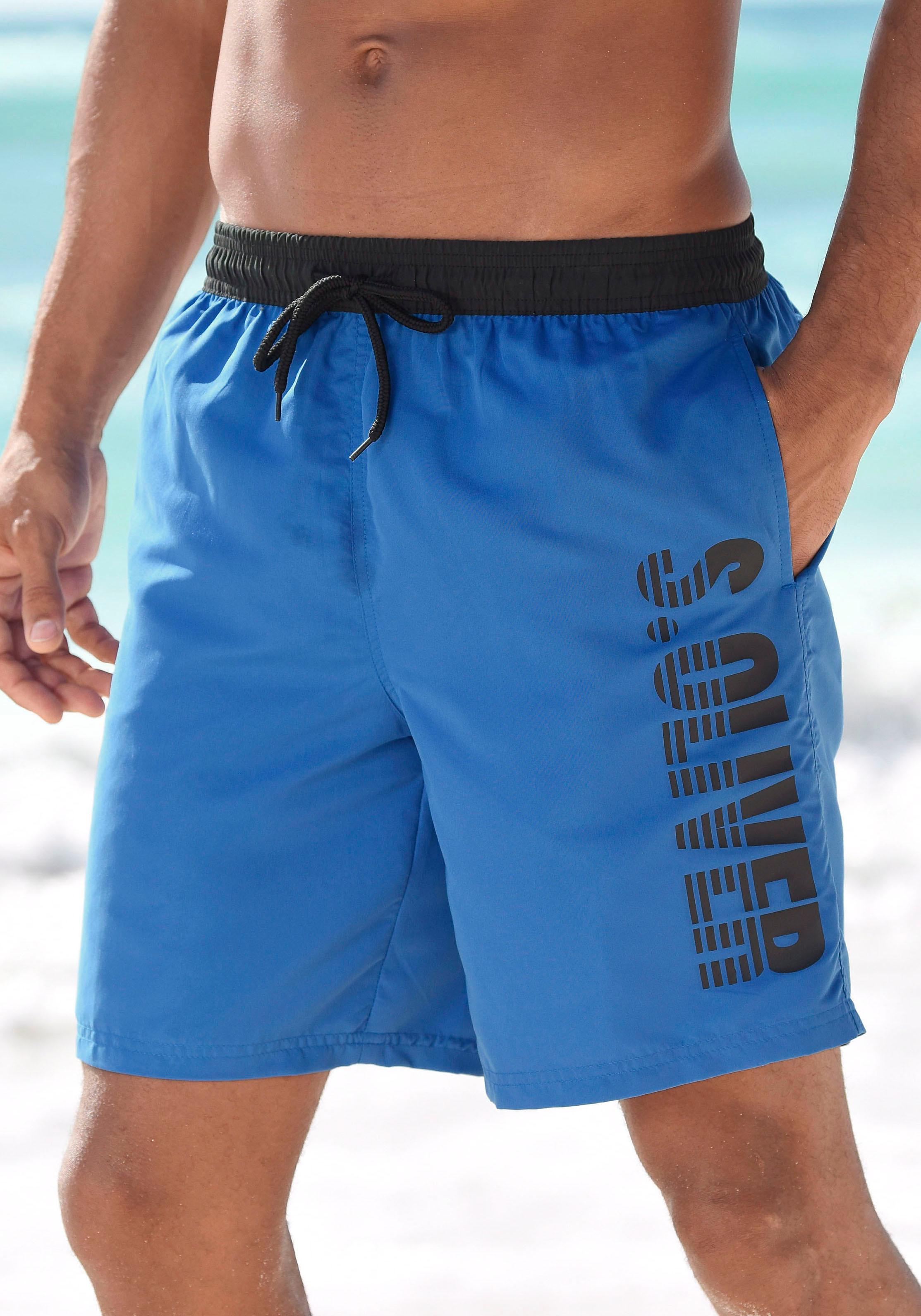 Badeshorts S.OLIVER, Herren, Gr. L52, Lang, blau (blau (langgröße)), Microfaser, Polyester, Badehosen Image