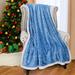 Catalonia Sherpa Throw Blanket, Super Soft Fluffy Fuzzy Comfy Velvet Plush Fleece TV Blankets Polyester in Blue | 60 H x 50 W in | Wayfair
