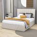 Ebern Designs Tiegen Platform bed w/ a Hydraulic Storage System Wood & /Upholstered/Linen in White/Brown | 44 H x 58 W x 77 D in | Wayfair