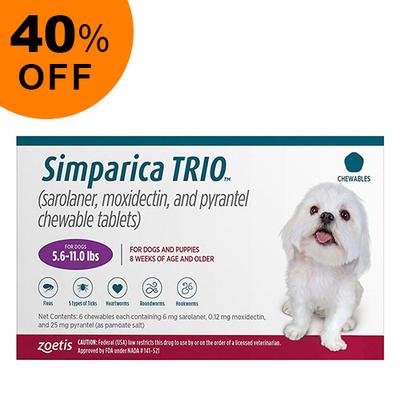 Simparica Trio For Dogs 5.6-11 Lbs (Purple) 6 Doses - Get 40% Off Today