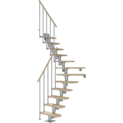 DOLLE Mittelholmtreppe Dublin, inkl. einseitigem Geländer, Einzelstab (perlgrau), 1/4 gewendelt,278 cm - 337 cm,75 cm,Ahorn Image