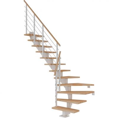 DOLLE Mittelholmtreppe Hamburg, inkl. einseitigem Designgeländer, Design (weiß), 1/4 gewendelt,259 cm - 301 cm,85 cm,Buche, geölt Image