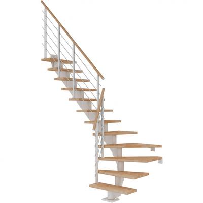 DOLLE Mittelholmtreppe Hamburg, inkl. einseitigem Designgeländer, Design (weiß), 1/4 gewendelt,259 cm - 301 cm,85 cm,Buc