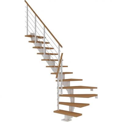 DOLLE Mittelholmtreppe Hamburg, inkl. einseitigem Designgeländer, Design (weiß), 1/4 gewendelt,222 cm - 258 cm,85 cm,Eiche, geölt Image