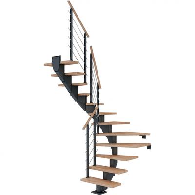 DOLLE Mittelholmtreppe Hamburg, inkl. einseitigem Designgeländer, Design (anthrazit), 1/2 gewendelt,259 cm - 301 cm,85 c