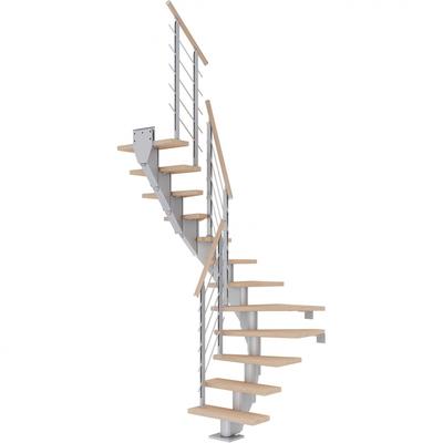 DOLLE Mittelholmtreppe Frankfurt, inkl. einseitigem Designgeländer, Design (perlgrau), 1/2 gewendelt,222 cm - 258 cm,65 