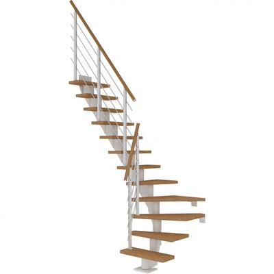 DOLLE Mittelholmtreppe Frankfurt, inkl. einseitigem Designgeländer, Design (weiß), 1/4 gewendelt,222 cm - 258 cm,65 cm,Eiche, geölt Image