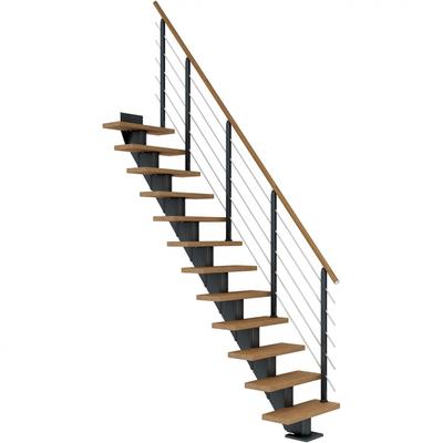 DOLLE Mittelholmtreppe Frankfurt, inkl. einseitigem Designgeländer, Design (anthrazit), 240 cm - 279 cm,65 cm,Eiche, geölt,Geradelaufend Image