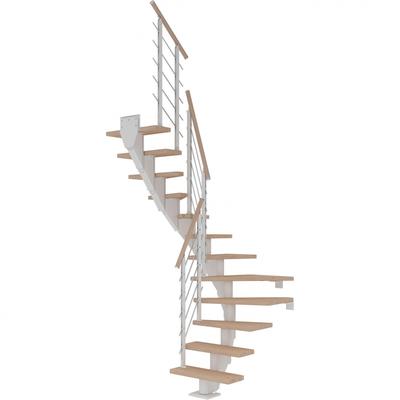 DOLLE Mittelholmtreppe Frankfurt, inkl. einseitigem Designgeländer, Design (weiß), 1/2 gewendelt,259 cm - 301 cm,75 cm,Eiche weiß, geölt Image