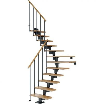 DOLLE Mittelholmtreppe Cork, inkl. einseitigem Geländer, Einzelstab (anthrazit), 1/4 gewendelt,240 cm - 292 cm,75 cm,Eiche Image