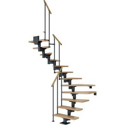 DOLLE Mittelholmtreppe Cork, inkl. einseitigem Geländer, Einzelstab (anthrazit), 1/2 gewendelt,259 cm - 315 cm,75 cm,Eic