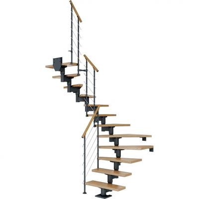 DOLLE Mittelholmtreppe Cork, inkl. einseitigem Geländer, Edelstahl (anthrazit), 1/2 gewendelt,222 cm - 270 cm,75 cm,Eiche Image