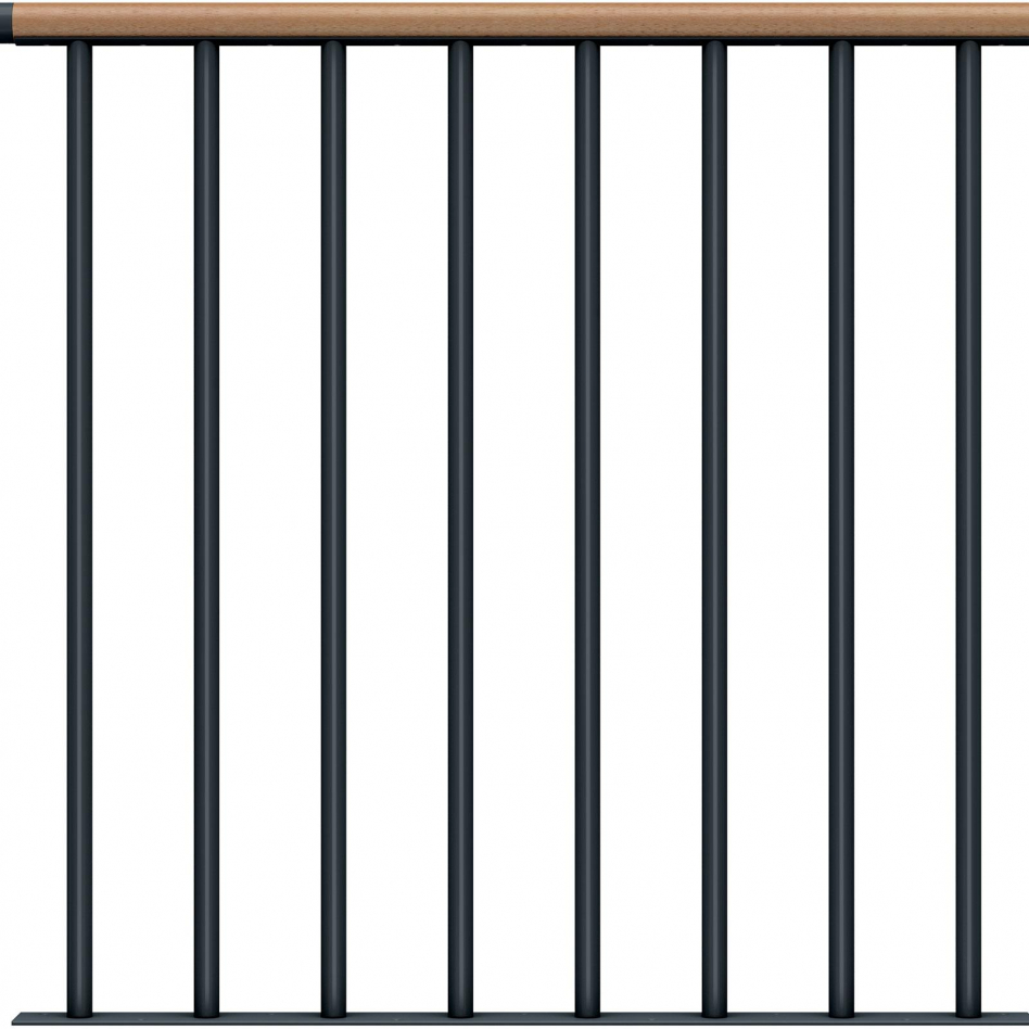 DOLLE Brüstungsgeländer für Mittelholmtreppen Cork, Dublin, Basel - Starter Set, Anthrazit, Einzelstabgeländer,Handlauf Buche Image