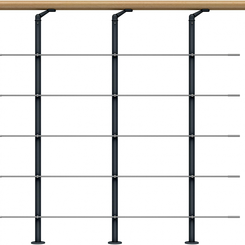 DOLLE Brüstungsgeländer für Mittelholmtreppen Cork, Dublin, Basel - Erweiterungs-Set, Anthrazit, Edelstahlgeländer,Handlauf Ahorn Image