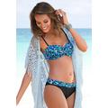 Bügel-Bandeau-Bikini LASCANA Gr. 34, Cup D, grün (türkis, bedruckt) Damen Bikini-Sets Ocean Blue