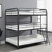 Metal Triple Bunk Bed with Ladder in Gunmetal