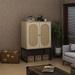 2-Door Wooden High Cabinet Accent Entryway Cabinet,with Rattan Skin Decoration,Adjustable Shelf,For Living Room,Entry