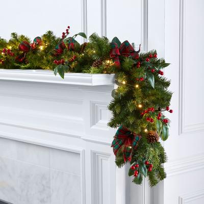 6' Pre-Lit Celeste Garland by BrylaneHome in Plaid