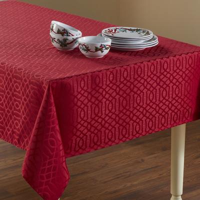 Wide Width Jacquard Tablecloth by BrylaneHome in Red (Size 52" W 70" L)