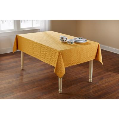 Wide Width Jacquard Tablecloth by BrylaneHome in Gold (Size 60" W 120"L)