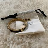 Kate Spade Jewelry | Kate Spade Black And Gold Bracelet And Stud Earring Set | Color: Black/Gold | Size: Os