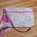 Coach Bags | Coach Mini Wristlet Beige With Pink Leather Trim And Mini Coach Hang Tag | Color: Pink/Tan | Size: Os