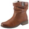 Winterboots RIEKER, Damen, Gr. 40 (6,5), braun (cognac), Lederimitat, used, casual, Schuhe, Winterstiefelette, Blockabsatz, Warmfutter, geraffter slouchy Schaft