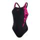 Speedo Damen Splice Hyperboom Muscleback Badeanzug, Schwarz/Rosa, D36