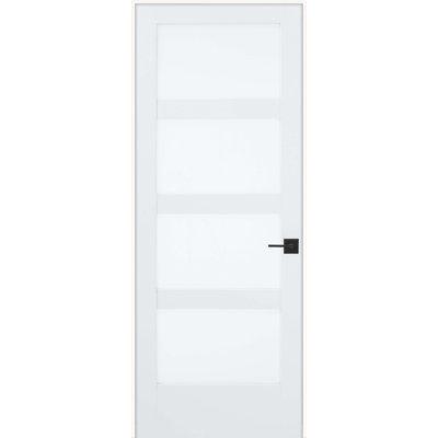 JELD-WEN EVELIN 4-Lite Wood & Privacy Glass Primed Prehung Interior Door w/ Handleset & Installation Kit Wood in Brown/Green | Wayfair