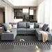 Gray/Blue Sectional - Latitude Run® U shaped Sectional Sofa Modular Sectional Couch w/ Storage Ottoman | 33.9 H x 112.6 W x 81.5 D in | Wayfair
