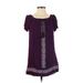 Miami Casual Dress - Shift: Purple Floral Dresses - Women's Size X-Small - Print Wash