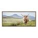 Beachcrest Home™ Shalyce Highland Cow Mountain Landscape Framed Canvas by The Creative Bunch Studio Metal in Gray | 18 H x 40 W x 1.62 D in | Wayfair