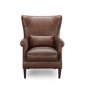 Accent Chair - Birch Lane™ Emerald Wingback Accent Chair Leather/Genuine Leather in Brown | 41 H x 30 W x 35 D in | Wayfair
