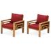 Ebern Designs Napoli 2 Piece Teak Patio Chair Set w/ Cushions Wood in Red/Brown | 33 H x 32 W x 31.4 D in | Wayfair