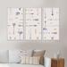 Union Rustic Boho Purple Arrows w/ White Flowers II - 3 Piece Floater Frame Graphic Art on Canvas Metal in Yellow | 32 H x 48 W x 1 D in | Wayfair