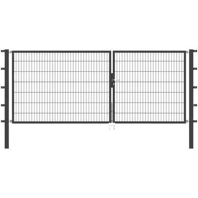 Zaundoppeltür ALBERTS "Flexo", grau (anthrazit), B:350cm H:140cm, Stahl, Tore, 350 cm Breite, in versch. Höhen