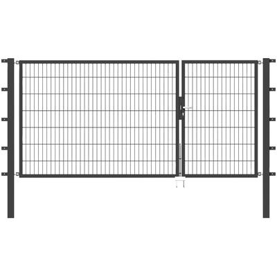 Zaundoppeltür ALBERTS "Flexo", grau (anthrazit), B:300cm H:140cm, Stahl, Tore, 300 cm Breite (100 + 200 cm), in versch. 