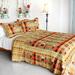 Cotton 3PC Vermicelli-Quilted Plaid Patchwork Quilt Set (Full/Queen Size)