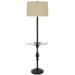 150W 3 way Sturgis metal floor lamp with glass tray table and 1 USB and 1 TYPE C USB charging ports and rubber wood base