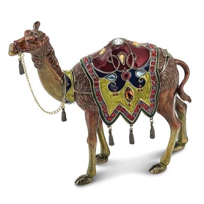 Curata Pewter Crystals Gold-Tone Enameled Ali Prince of The Desert Large Camel Trinket Box on 18 Inch Necklace