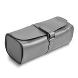 Curata Silver Leather Snap Strap Large Jewelry Roll with Watch/Bracelet Pillow