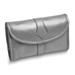 Curata Silver Leather Snap Closure Trifold Jewelry Clutch