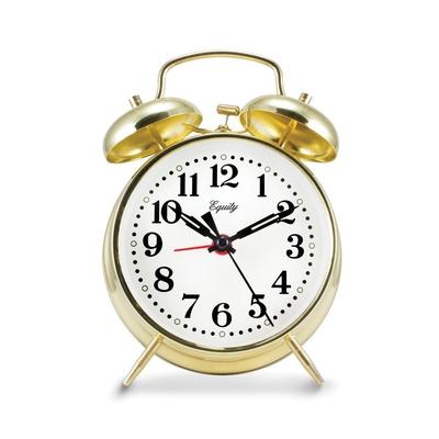 Curata Gold-Tone Keywind Twin Bell Alarm Clock