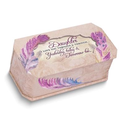 Curata Daughter Sentiment Purple Feather Belle Papier Music Box (Plays You Are My Sunshine)